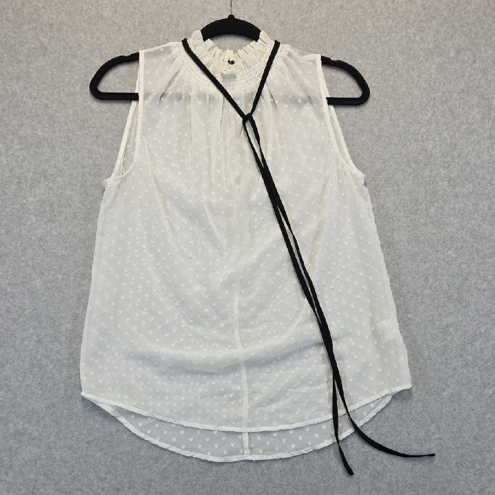 XOXO White Sleeveless Blouse with Black Tie